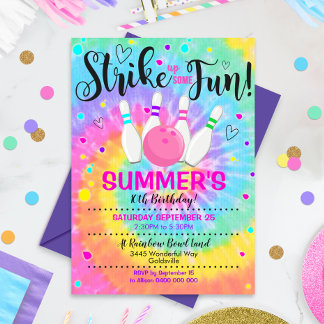 Bowling Invitation Tie Dye Bowling Invitations