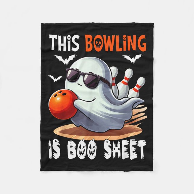 Bowling Is Boo Sheet Halloween Costume Player Team Fleece Blanket (Front)