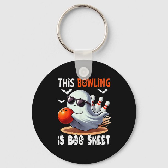 Bowling Is Boo Sheet Halloween Costume Player Team Key Ring (Front)
