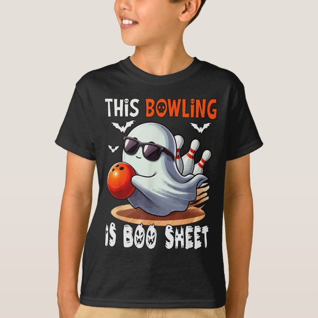 Bowling Is Boo Sheet Halloween Costume Player Team T-Shirt (Front)