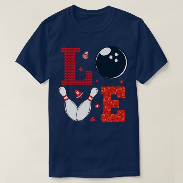 Bowling Is My Valentine Day Funny Bowling Happy Va T-Shirt (Design Front)