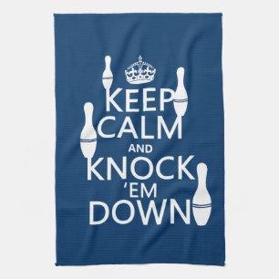 Bowling Keep Calm and Knock 'em Down - all colours Tea Towel