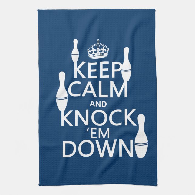 Bowling Keep Calm and Knock 'em Down - all colours Tea Towel (Vertical)