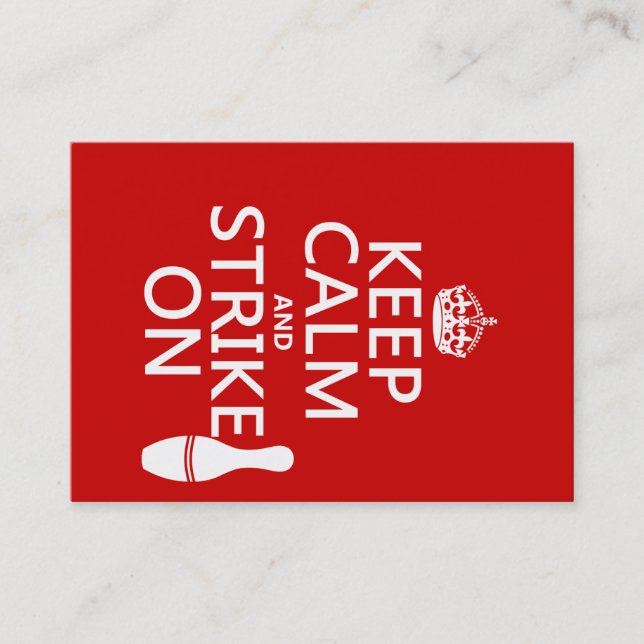 Bowling - Keep Calm and Strike On Business Card (Front)