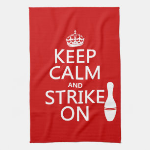 Bowling - Keep Calm and Strike On Tea Towel