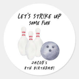 Bowling Kids Birthday Party Classic Round Sticker