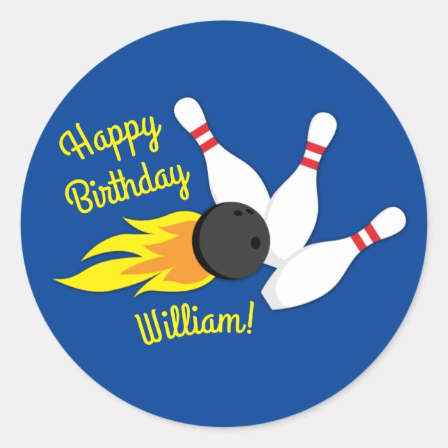 Bowling Kids Birthday Party Cute Sports  Classic Round Sticker (Front)