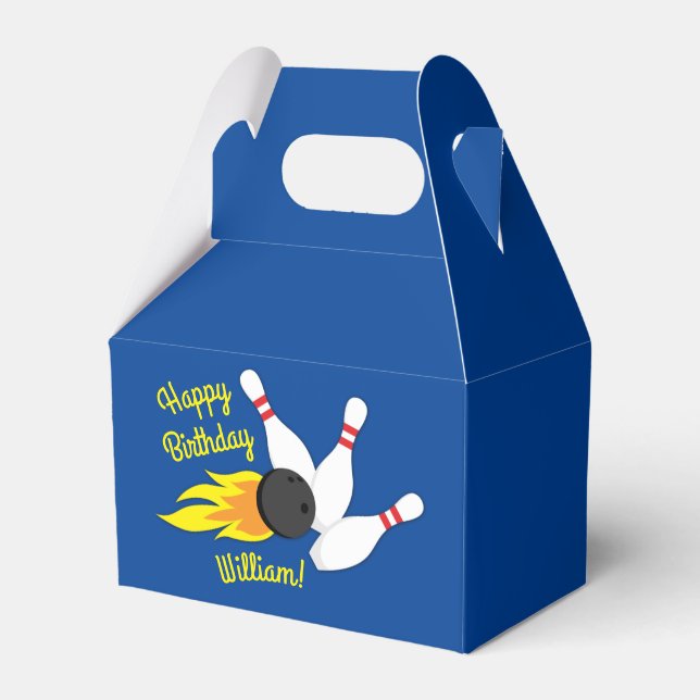 Bowling Kids Birthday Party Cute Sports  Favour Box (Back Side)
