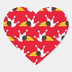 Bowling Kids Birthday Party Cute Sports Heart Sticker