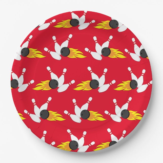 Bowling Kids Birthday Party Cute Sports Paper Plate (Front)