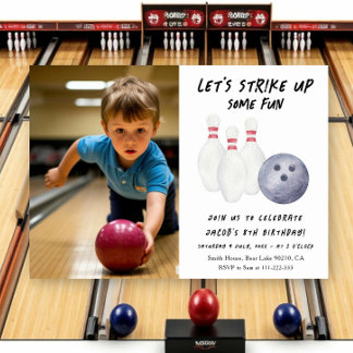 Bowling Kids Birthday Party Invitation