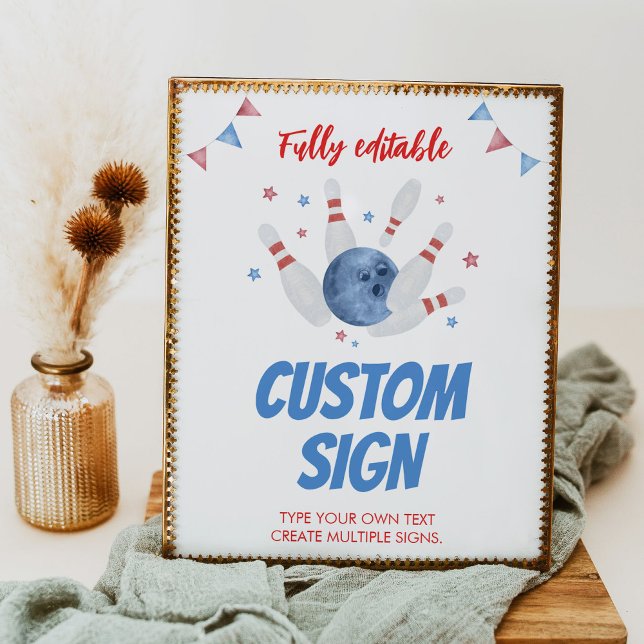 Bowling Kids Birthday Party Table Sign (Creator Uploaded)