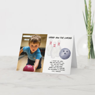 Bowling Kids Birthday Party Thank You Card