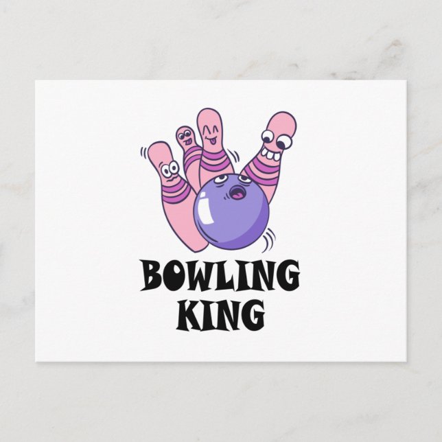 Bowling King Childrens Birthday Party Postcard (Front)