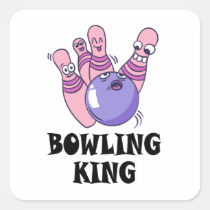 Bowling King Childrens Birthday Party Square Sticker
