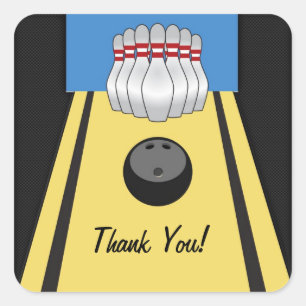 Bowling Lane, Pins, Ball Square Sticker