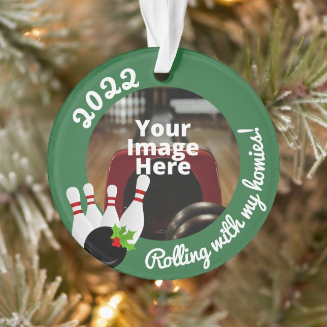 Bowling League Personalised Photo Christmas Ornament (Tree)