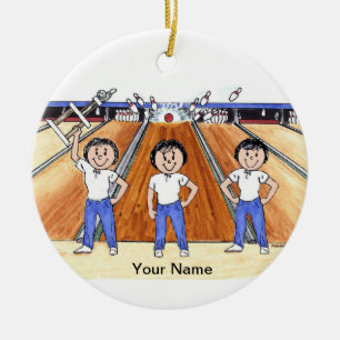 Bowling League - Three Females Ceramic Tree Decoration