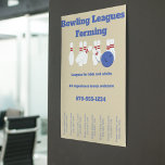 Bowling Leagues Flyer Tear Off Strips<br><div class="desc">Get the word out about your bowling alley or bowling league with these eye-catching flyers. They feature an illustration of a bowling ball and bowling pins. All of the text is ready for your custom touch. Perfect for hanging up in coffee shops, community centres and on other bulletin boards to...</div>