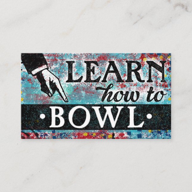 Bowling Lessons Business Cards - Blue Red (Front)
