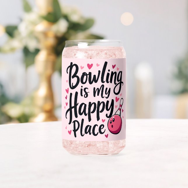 Bowling Lover Cute Retro Aesthetic Sports Design Can Glass (Insitu (Wedding))