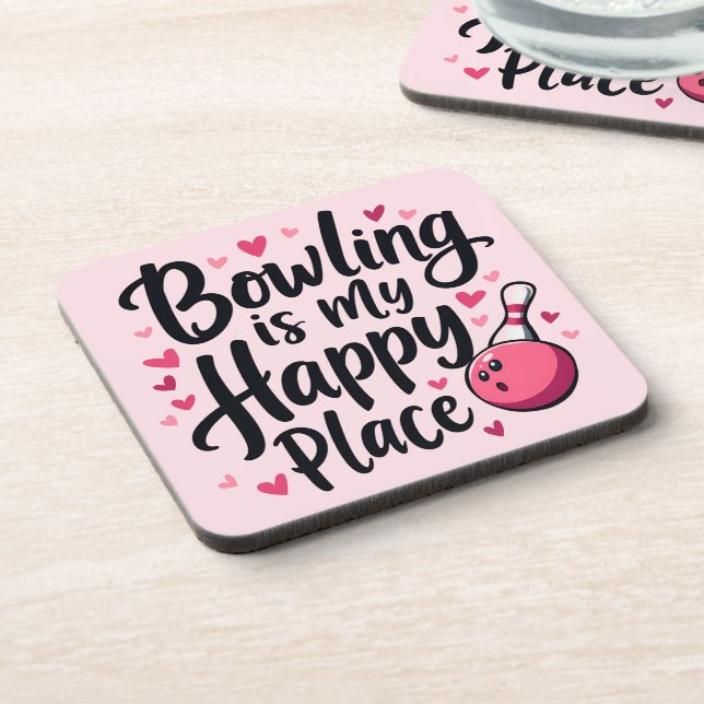 Bowling Lover Cute Retro Aesthetic Sports Design Coaster (Left Side)