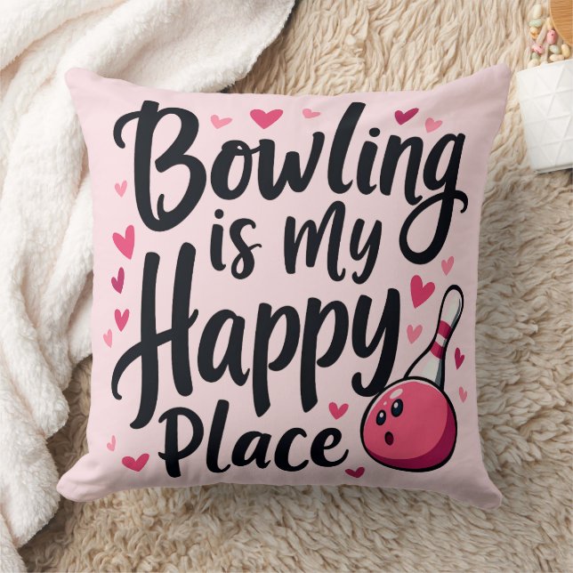 Bowling Lover Cute Retro Aesthetic Sports Design Cushion (Blanket)