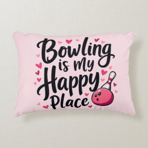 Bowling Lover Cute Retro Aesthetic Sports Design Decorative Cushion