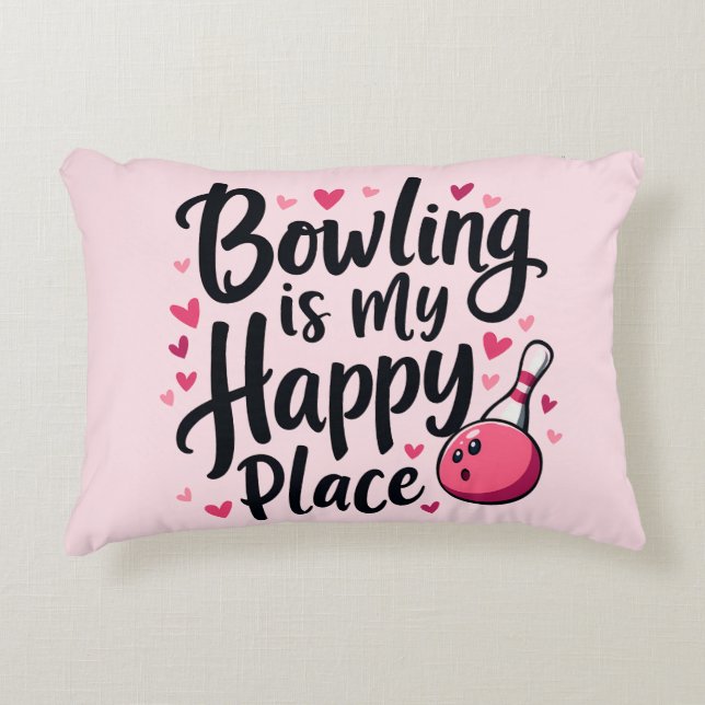 Bowling Lover Cute Retro Aesthetic Sports Design Decorative Cushion (Front)