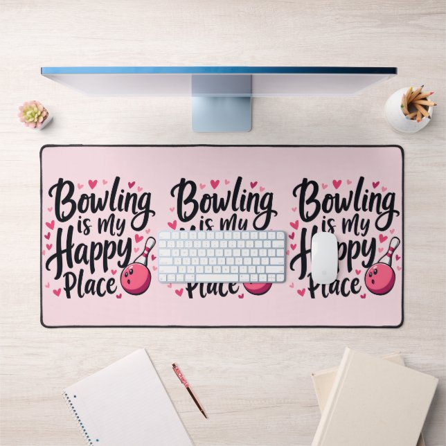 Bowling Lover Cute Retro Aesthetic Sports Design Desk Mat (Office 1)