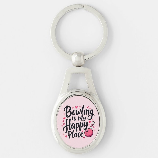 Bowling Lover Cute Retro Aesthetic Sports Design Key Ring (Front)