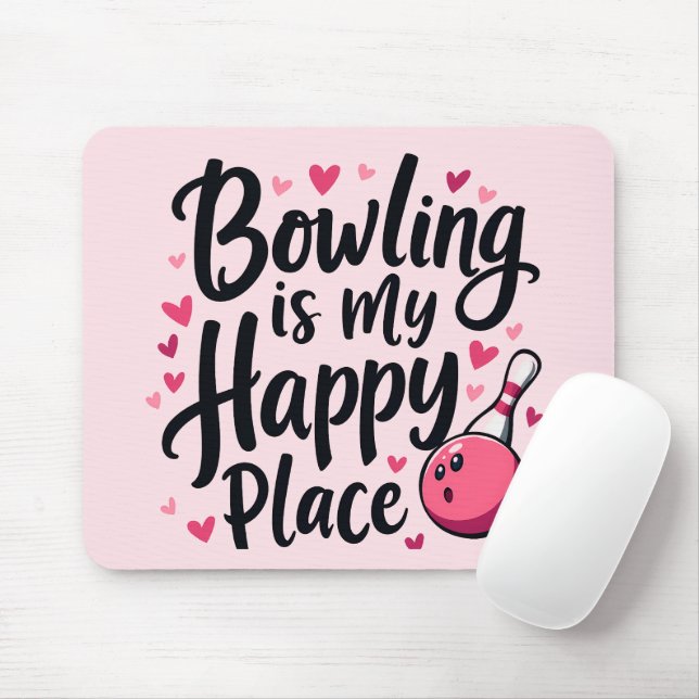 Bowling Lover Cute Retro Aesthetic Sports Design Mouse Mat (With Mouse)