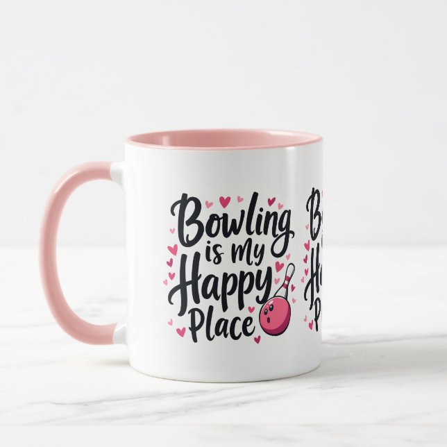 Bowling Lover Cute Retro Aesthetic Sports Design Mug (Left)