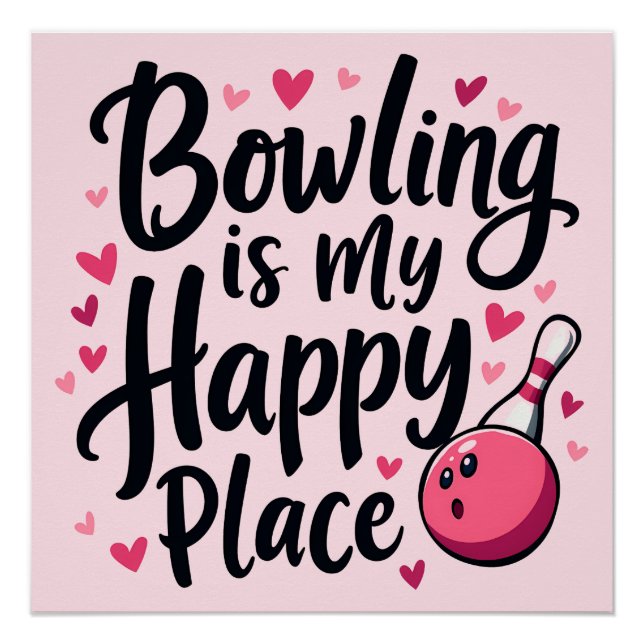 Bowling Lover Cute Retro Aesthetic Sports Design Poster (Front)
