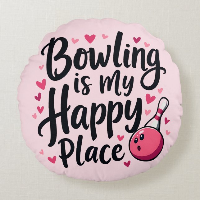 Bowling Lover Cute Retro Aesthetic Sports Design Round Cushion (Front)