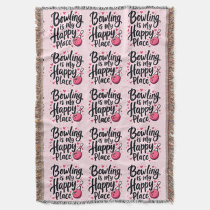 Bowling Lover Cute Retro Aesthetic Sports Design Throw Blanket