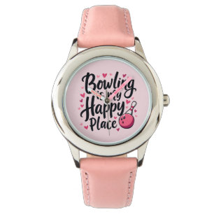 Bowling Lover Cute Retro Aesthetic Sports Design Watch