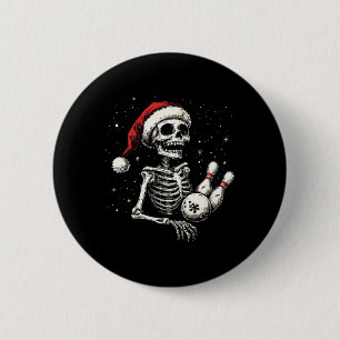 Bowling Lovers Funny Santa Skeleton Christmas Bowl 6 Cm Round Badge