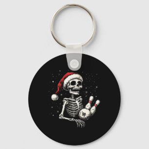 Bowling Lovers Funny Santa Skeleton Christmas Bowl Key Ring
