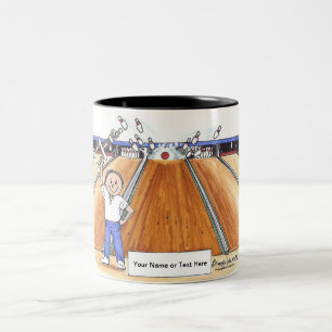 Bowling - Male Cartoon by PrintedPerfection.com  Two-Tone Coffee Mug