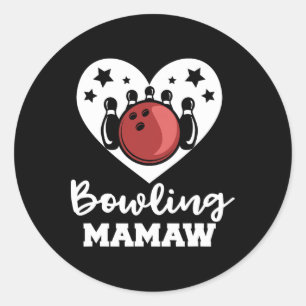 Bowling Mamaw Heart Funny Bowler Mamaw  Classic Round Sticker
