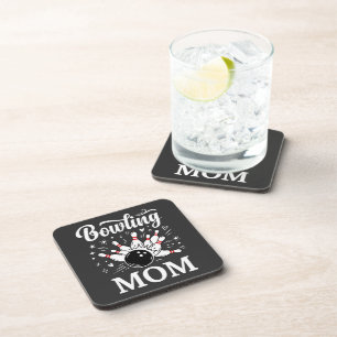 Bowling Mom Heart Pins Funny League Mothers Day Coaster