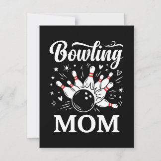 Bowling Mom Heart Pins Funny League Mothers Day Holiday Card