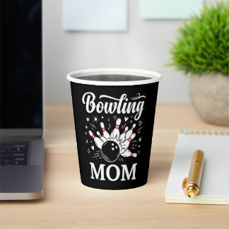 Bowling Mom Heart Pins Funny League Mothers Day Paper Cups