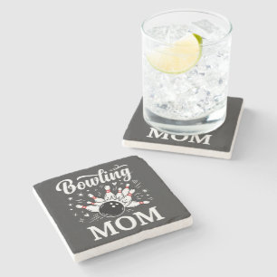 Bowling Mom Heart Pins Funny League Mothers Day Stone Coaster