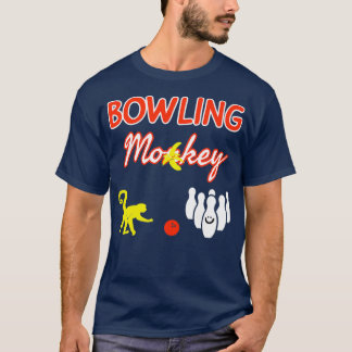 Bowling Monkey Red White Yellow Funny T T-Shirt