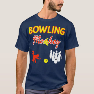 Bowling Monkey White Yellow Red Funny T T-Shirt