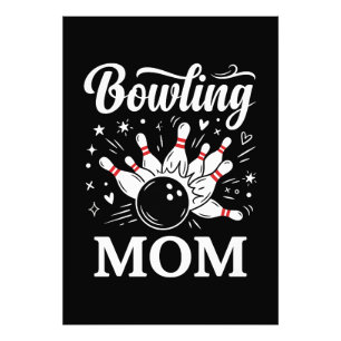 Bowling Mum Heart Pins Funny League Mothers Day Photo Print