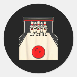 Bowling N Ed Ns Funny Bowler Player Kids Boys Men  Classic Round Sticker