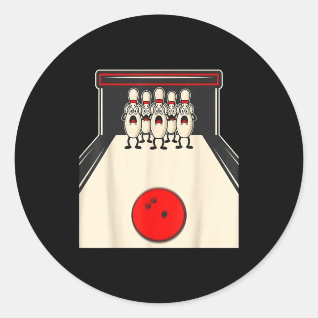 Bowling N Ed Ns Funny Bowler Player Kids Boys Men  Classic Round Sticker (Front)